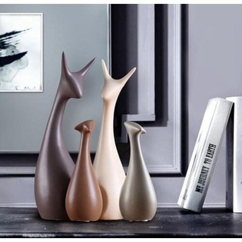 Europe cute ceramic Animal home decor crafts roomdecoration handicraft ornament porcelain animal figurines wedding decor