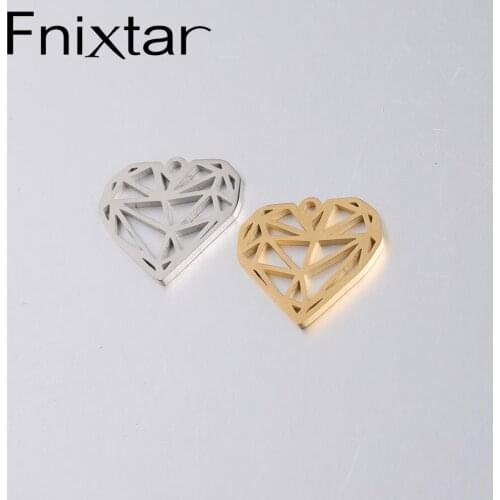 Fnixtar Hollow Heart Charms Mirror Polishe Stainless Steel Love Heart Charm Pendant 18.4*20mm Wholesale 20piece/lot