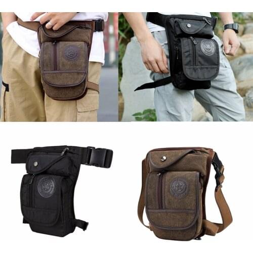 High Quality Canvas/Nylon Drop Leg Bag Fanny Pack Bum Military Travel Motorcycle Men Rider off Roading Thigh Waist Bags