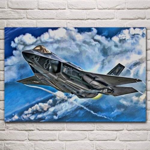 Artistic F 35 lightning ii fighter artwork combat aircraft living room home art decoration wood frame fabric poster KN876