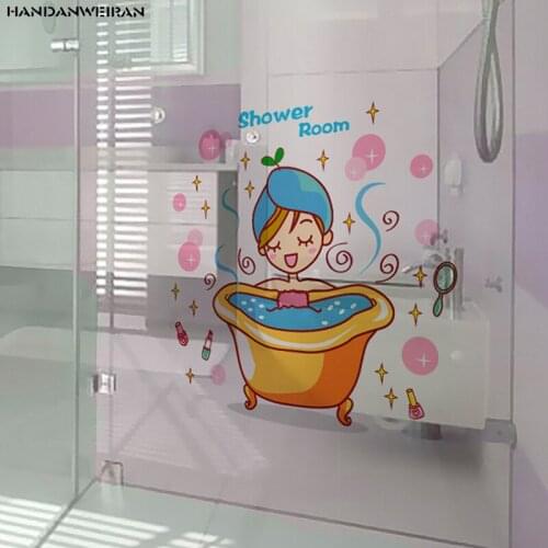 Lovely Beauty Cartoon Bathroom sticker cute fashion TOILET waterproof Bathroom sticker Removable wall sticker