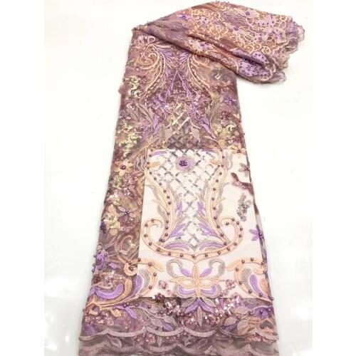 Beautiful pattern sequin embroidery with exquisite bead embroidery, African lace fabric, suitable for fashionable ladies' skirts