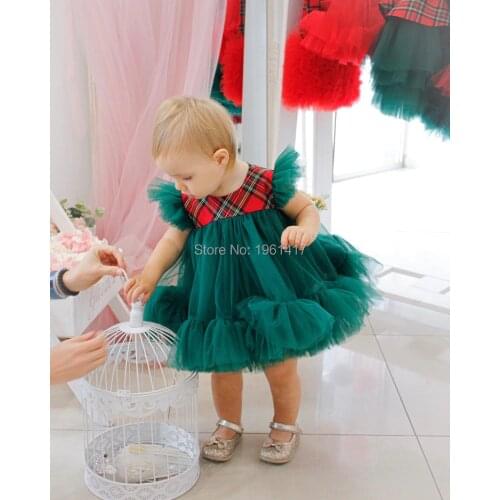 Girls Birthday Dress Red Christmas New Years Dress Lace Princess Dress Girls Christmas Dress Quality AG0046