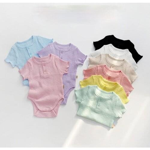 Summer Baby Girl Clothes One-piece Jumpsuits Baby Clothing Ribbed Cotton Short Romper Infant Girl Clothes Roupas Menina Home