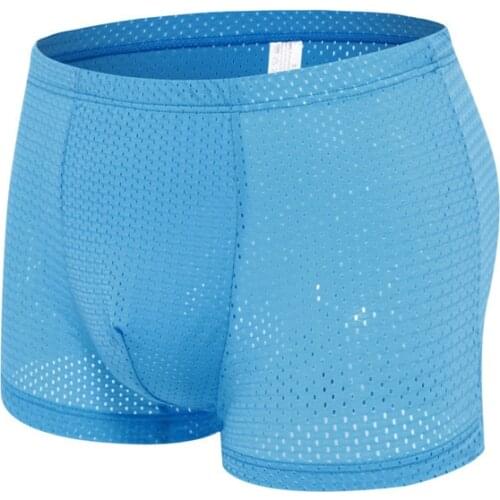 Best price silky nice underwear Mens Boxer shorts Sexy Ice Silk Bamboo Breathable Mesh man Boxer Slim Summer Fashion