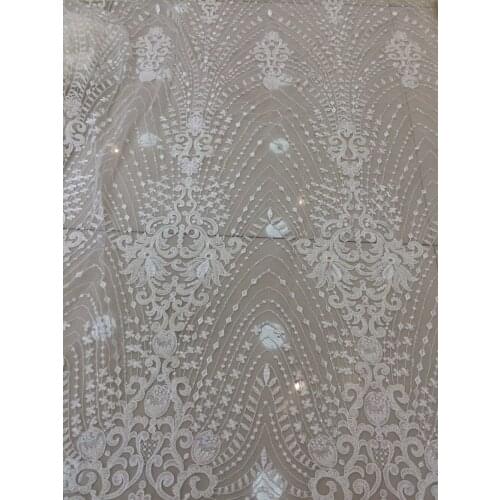 Fashionable SYJ-61612 african net lace fabric with full beads embroidered tulle lace fabric for bridal dress