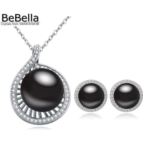 BeBella new created-pearl jewelry set necklace earrings set Made with Austrian crystals from Swarovski for women gift