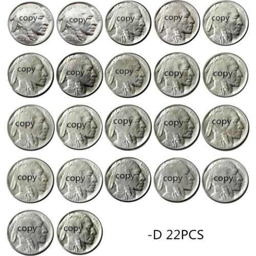 US A set of(1913-1938)D 22pcs Buffalo Nickel Five Cents Copy Decorative Coin