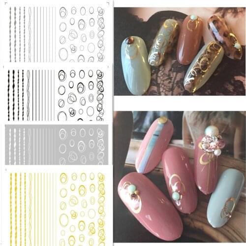 Newest F550 line design nail sticker 3d back glue nail decals template DIY decoration tools for nail accessory