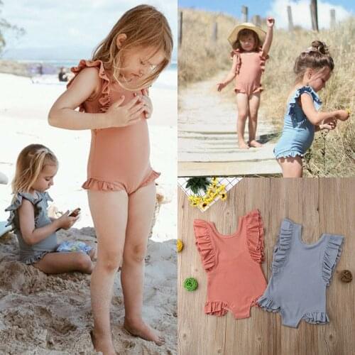 2019 Newest Hot Holiday Toddler Kids Baby Girls Summer One Piece Ruffled Swimwear Swimsuit Bathing Suit Swimming Clothes