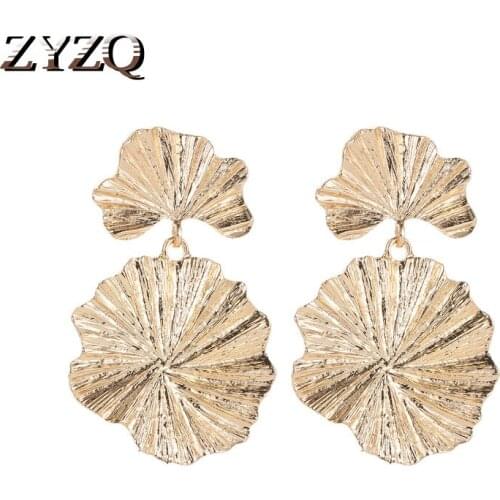 ZYZQ New Trendy Plant Earrings With Special Exquisite Pattern Design Lovely Lotus Leaf Engagement Accessories Hot Selling