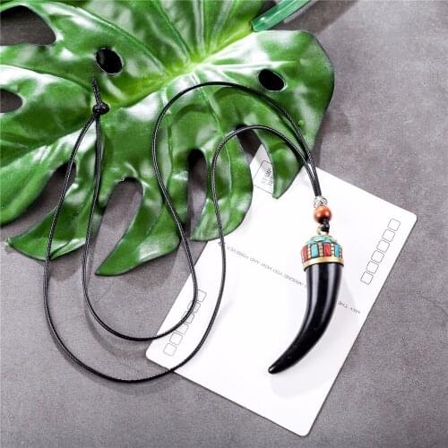 Statement necklaces & pendants Vintage Jewelry for Black Tooth Pendant Vintage Long Necklace Women Christmas Gift collares mujer