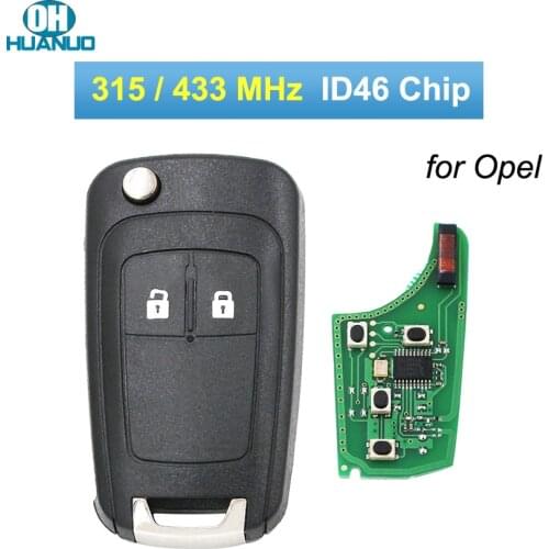 2 Buttons Remote Key 315MHZ/433MHZ ID46 Chip For Opel AstraJ,Insignia,Mokka,ZafiraC,Valeo HU100 Blade