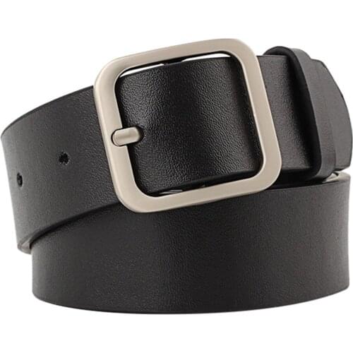 Square Buckle Black Belts For Women Leather Trend Wild Decorative Skinny Belts For Women Dresses Tactical Belt Buckles Men