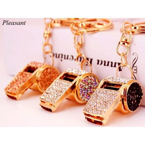 2021 Luxury Crystal Whistle Key Chain Bag Charm Perfect Whistle Metal Pendant Key Chain Gift