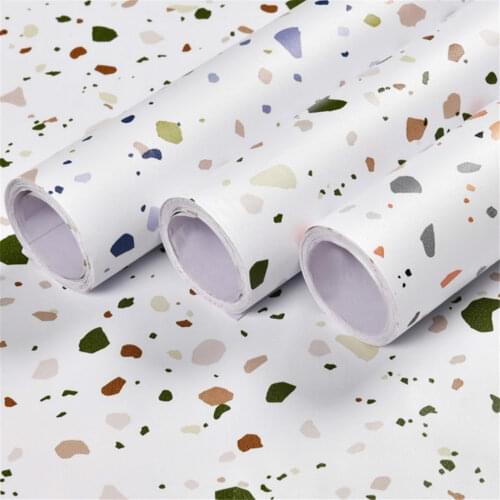 Self Adhesive Terrazzo PVC Peel and Stick Wallpaper for Bedroom Walls Kitchen Cabinet Contact Paper Home Decoration Sticker