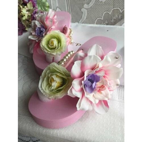 HAHAFLOWER Rose Flower Platform Sandals Summer High-Heeled Flip-Flops Leisure Beach Slippers Size 35-41 Clip Toe Chaussure