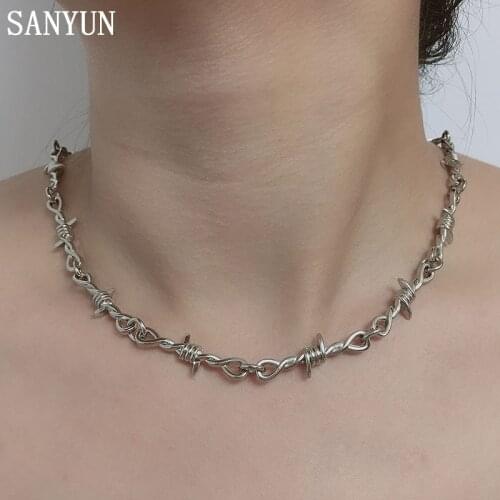 Punk Thorns Iron Unisex Choker Necklace Harajuku Hip Hop Fashion Necklace Accessry Streetwear