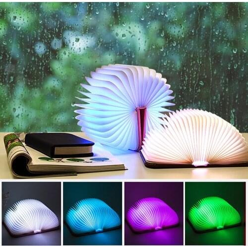 LED Book Light PU Leather Book Lamp USB Rechargeable 3D Foldable Book Night Light Desk Table Lamp Home Decoration Portable