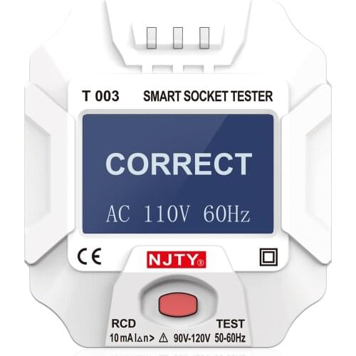 NJTY Socket Tester Socket Outlet Tester Smart Digital Display LCD Socket Tester Circuit Polarity Detector Wall Breaker Finder