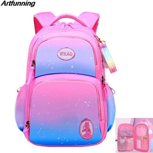 Artfunning Gradient color school bags for teenage girls travel refrigerator-style backpack 2 Sizes Book Bag Waterproof Backpack