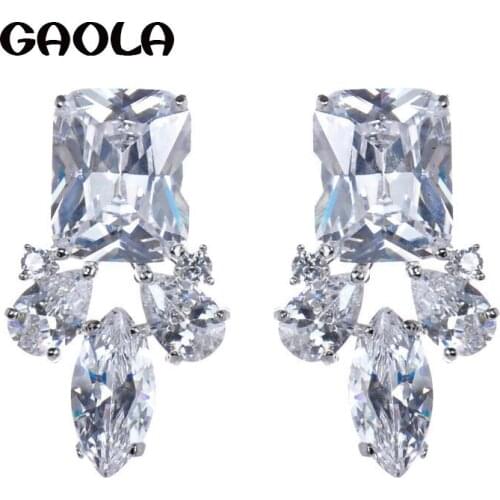 GAOLA Exquisite Silver Color Crystal Stud Earring Imitated Earrings for Women Accessories GLE4950