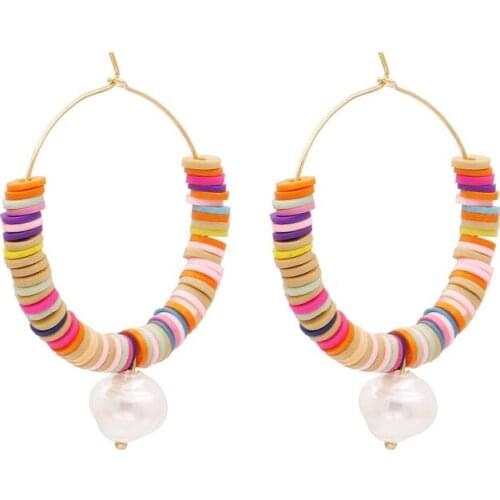 2020 New Bohemian Multicolor Imitation Pearl Pendant Earrings for Women Ethnic Party Female Jewelry Accessories Gift