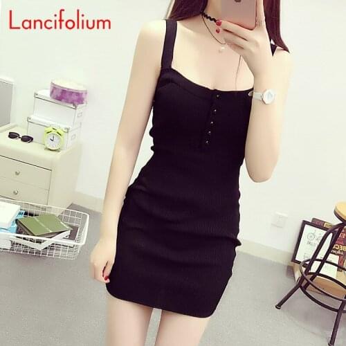 Sexy Fashion Summer Beach Party Bodycon Single Breasted Square Collar Ribbed Black Mini Dress Women 2021 Y2k Sundresses Casual