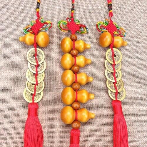 1Pc Lucky Charm Chinese Knot Ancient Coin Gourd Pendant Car Home Decoration