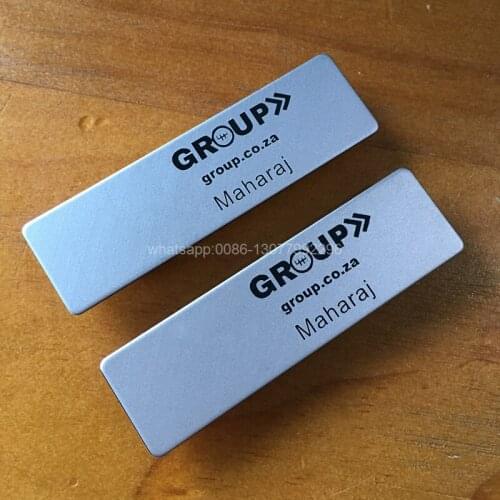 1pc custom 70X20mm hotal staff magnet badge laser logo stainless steel employee personalized name tag