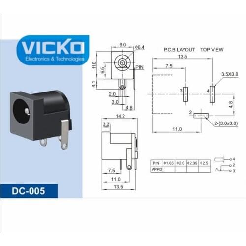 10Pcs DC-005 Black DC Power Jack Socket Connector DC005 5.5*2.1mm 2.1 socket Round the needle