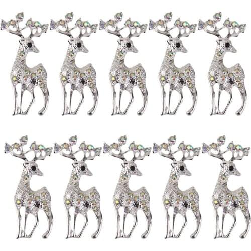 10pcs/set Jewelry Supply Alloy Rhinestone Animal Bead Crystal Brooch DIY Decor Necklace Headband Decoration