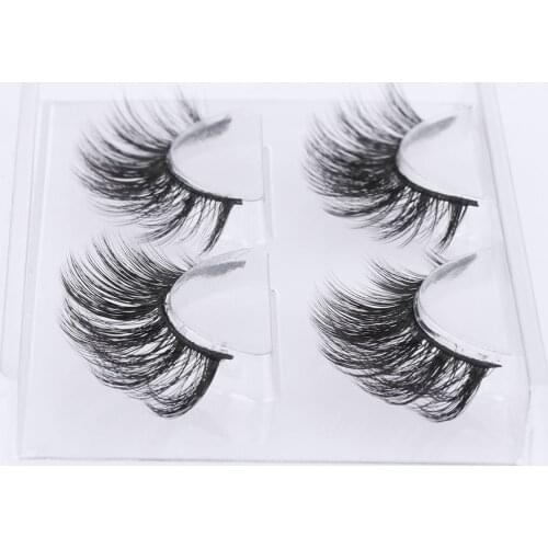 2Pairs/Set Handmade Wispy Natural False Eyelashes Black Long Makeup 3D Mink Cross Soft Fake Lashes Eyes Extension Tools