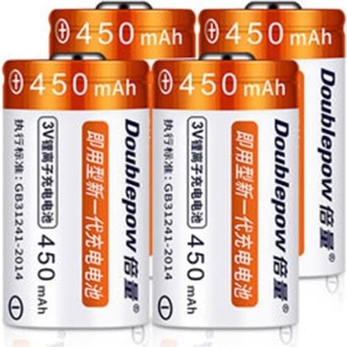 4pcs/lot CR123A 3V rechargeable battery 16340 450mAh lithium battery lithium iron phosphate rechargeable battery