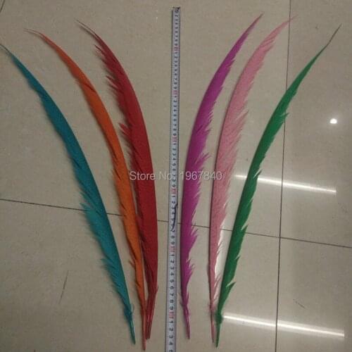 50 PCS / lot Golden pheasant covered tail feathers Long 24-28 inch / 60-70cm Stage Accessories Apparel DIY Decorations