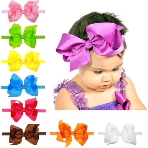 6inch solid grosgrain ribbon bows with FOE soft headband boutique hair JOJO bows hairbands accessories