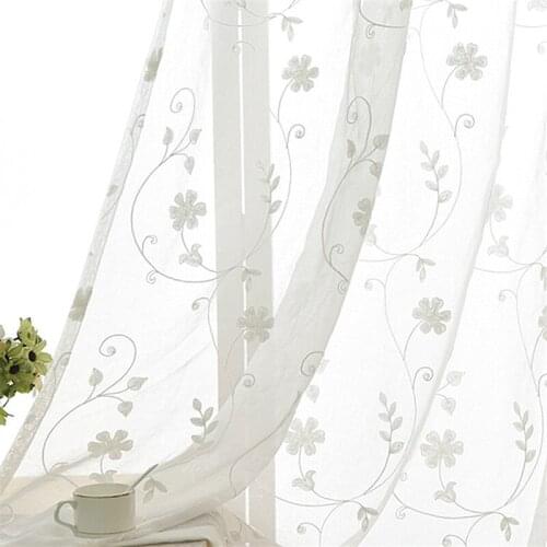 White Embroidered Tulle Sheer Voile Curtains For Bedroom Living Room Cortina Window Curtain Vorhang Rideaux Chambre