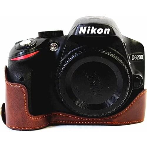 D3200 PU Leather Half Case for nikon D3200 Digital SLR D3200 Camera Brown/Black/Coffee