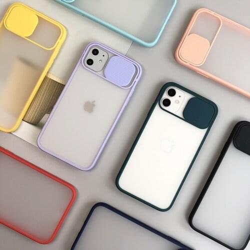 Slide Lens Window Phone Case For iPhone 11 12 Pro Max Soft TPU Case For iphone 7 8 Plus XS Max XR X SE 2 2020 Cover Back Cases