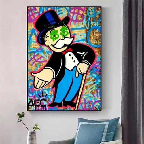 Graffiti Art Alec Monopoly Canvas Art Posters and Print Canvas Paintings on The Wall Cuadros for Home Decor Pictures Quadro