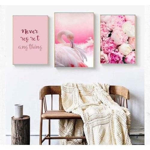 HAOCHU Painting Swan Sweet Flower Art Landscape Print Poster Simple Nordic Wall Pictures Canvas For Living Room Home Decor