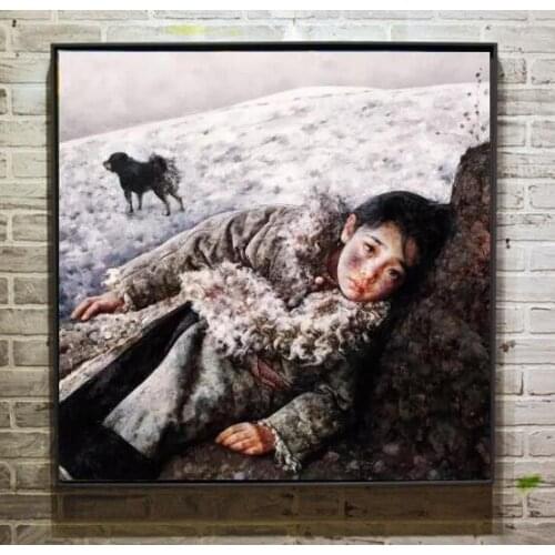 Famous Artists Ai Xuan Artwork Tibetan Girls Eyes by Hand Painted On Canvas For Living Room No Framed