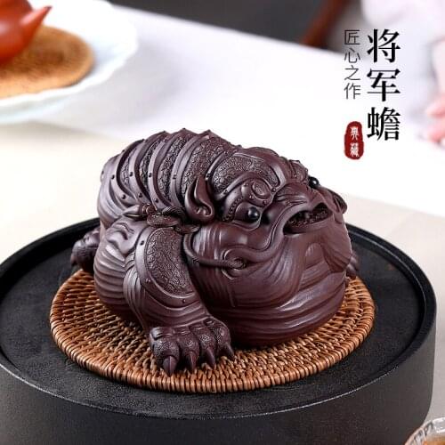 Of yixing purple clay sculpture large tea pet tea furnishing articles craft tea play three general pure gold toad toad