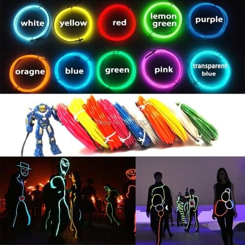 4M/5M/10M/15M EL Cable Rope Flexible Neon Light Flash Wire 5.0mm Christmas Stage Performance Decor Light LED Strip