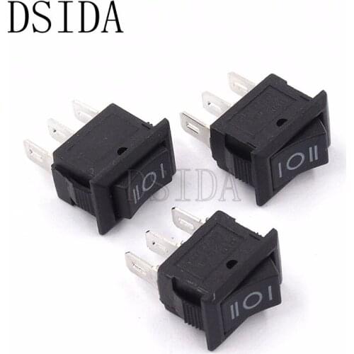10PCS KCD11 3A 250V AC 3pin power switch 10*15MM Black 10x15 ON OFF ON 10X15 Rocker switch New