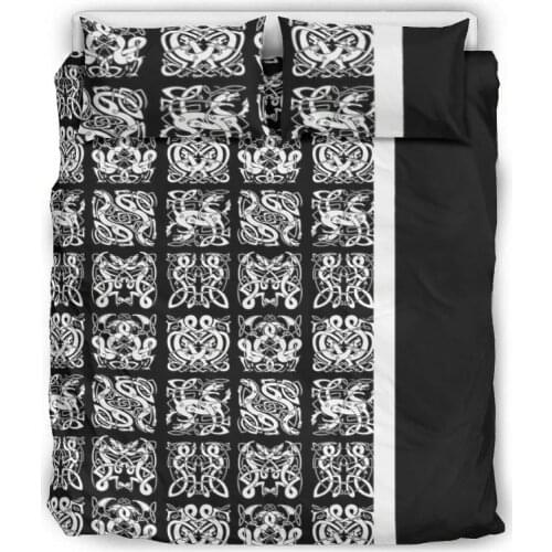 Mutli-color Series Viking Tattoo Bedding Set Personalize Decorative Super Breathable Soft Microfiber Comfortable 3 Pieces Cover