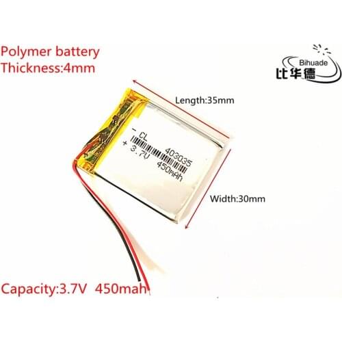 3.7V 450mAh 403035 Lithium Polymer Li-Po li ion Rechargeable Battery cells For Mp3 MP4 MP5 GPS PSP mobile bluetooth