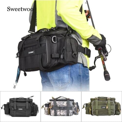 Outdoor Sports Multifunctional Fishing Tackle Bags Waist Pack Fishing Lures Gear Storage Bag Single Shoulder Crossbody Bags