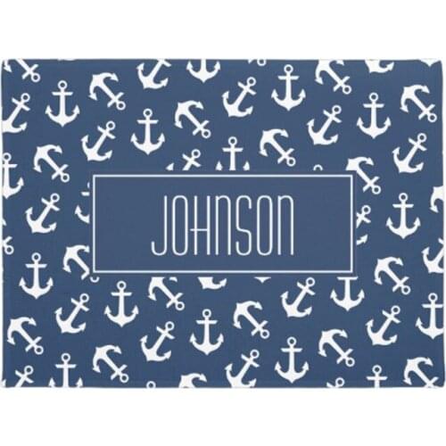 Nautical Anchor Pattern Navy Blue Custom Doormat Home Decoration Entry Non-slip Door Mat Rubber Washable Floor