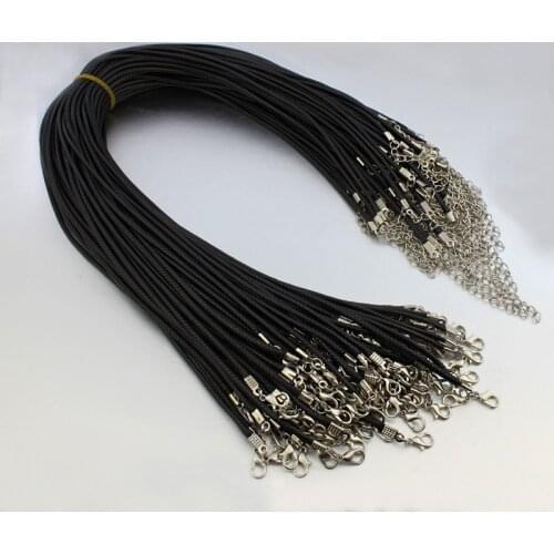 50pcs 1.5mm/2mm 48cm Length Adjustable Black Necklace Korea Wax Rope Cord String for DIY Jewelry Making